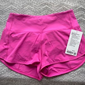 Brand new Lululemon sonic pink speed up shorts